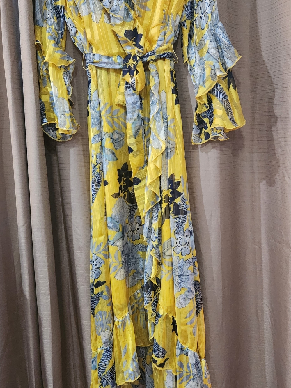Kaktus Yellow & Blue Floral High-Low Dress